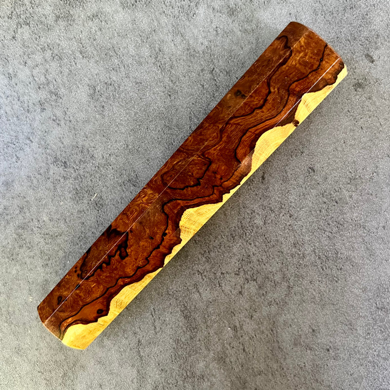 Custom Japanese Knife handle (wa handle)  for 240mm - Two tone ironwood burl