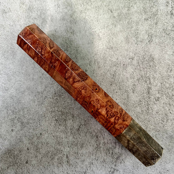 Custom Japanese Knife handle (wa handle)  for 165-210 mm  -  Sequoia burl and buckeye