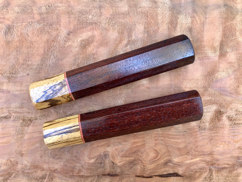 Custom Japanese Knife Handle - Rosewood, zebra and spacer