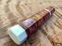 Custom Japanese Knife Handle (Wa Handle) - Dyed Quilted Maple with Faux Ivory