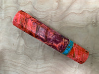 Custom Japanese Knife handle (wa handle) - Dyed box elder and turquoise gold web
