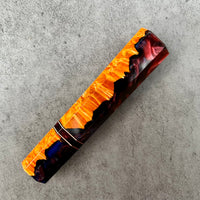 Custom Japanese Knife handle (wa handle)  for 165-210mm : Orange dyed box elder burl hybrid