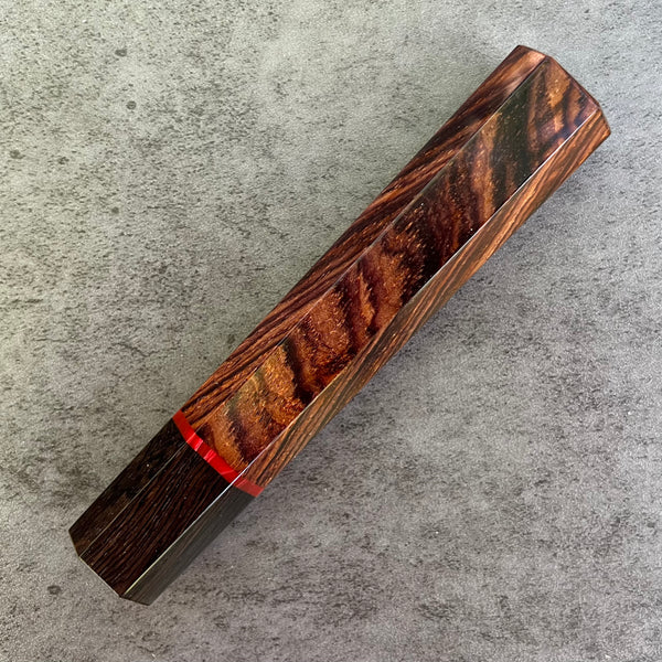 Custom Japanese Knife handle (wa handle)  for 240mm -  Cocobolo, African Blackwood and vintage poker chip