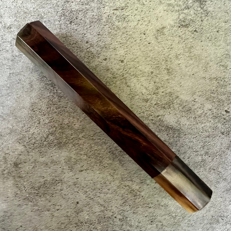 Custom Japanese Knife handle (wa handle) for 240mm: figured Siamese rosewood and horn