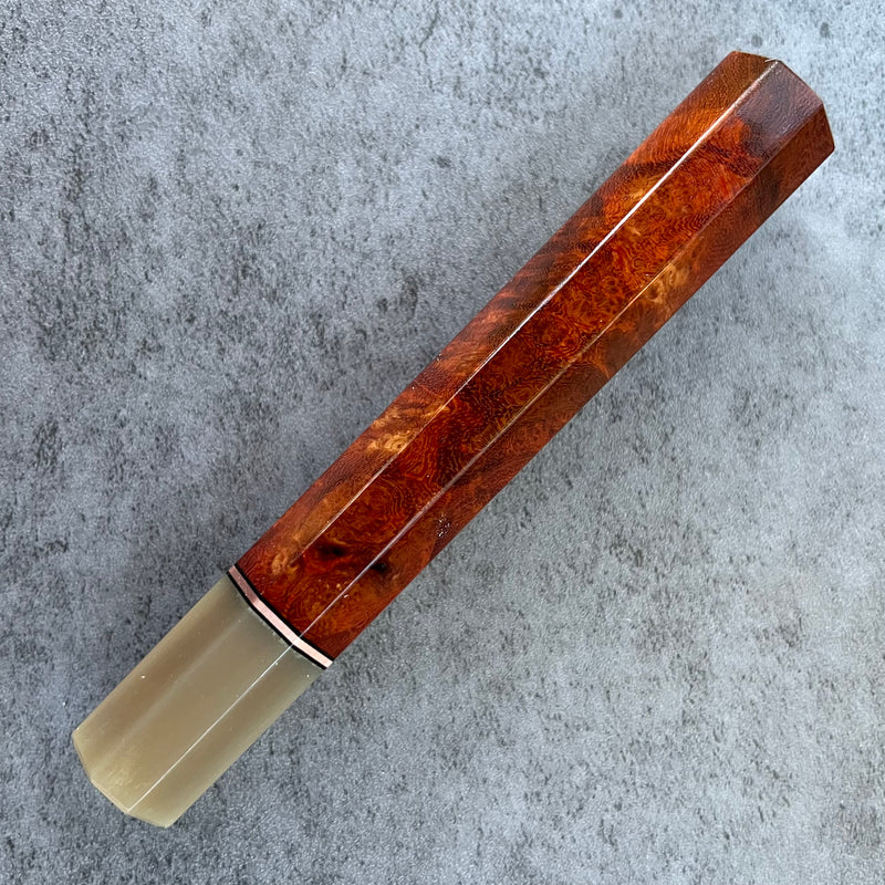Custom Japanese Knife handle (wa handle)  for 240mm  -  Bloodwood burl and horn