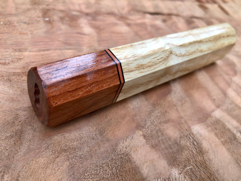 Custom Japanese Knife Handle - Ash and rosewood