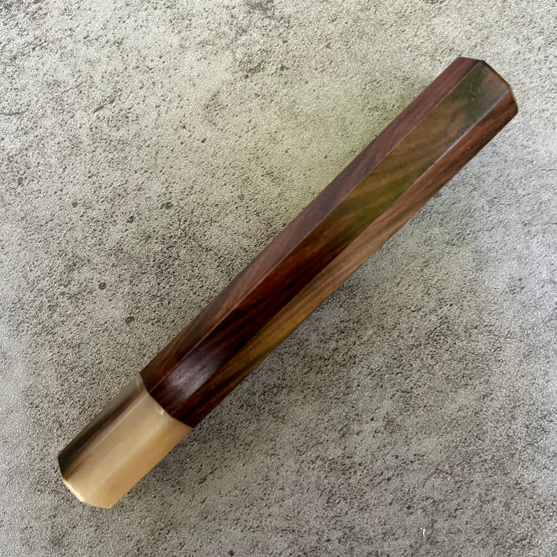Custom Japanese Knife handle (wa handle) for 240mm: figured Siamese rosewood and horn