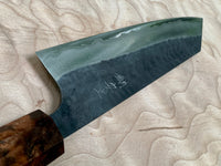 Custom Anryu Aogami Super KU hammered Bunka 170mm : mesquite burl hybrid