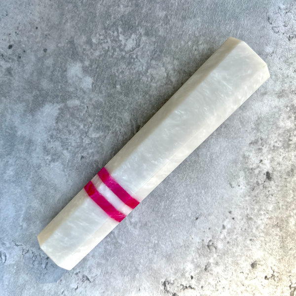 Custom Japanese Knife handle (wa handle)  for 240mm : White pearl and pink double stripe