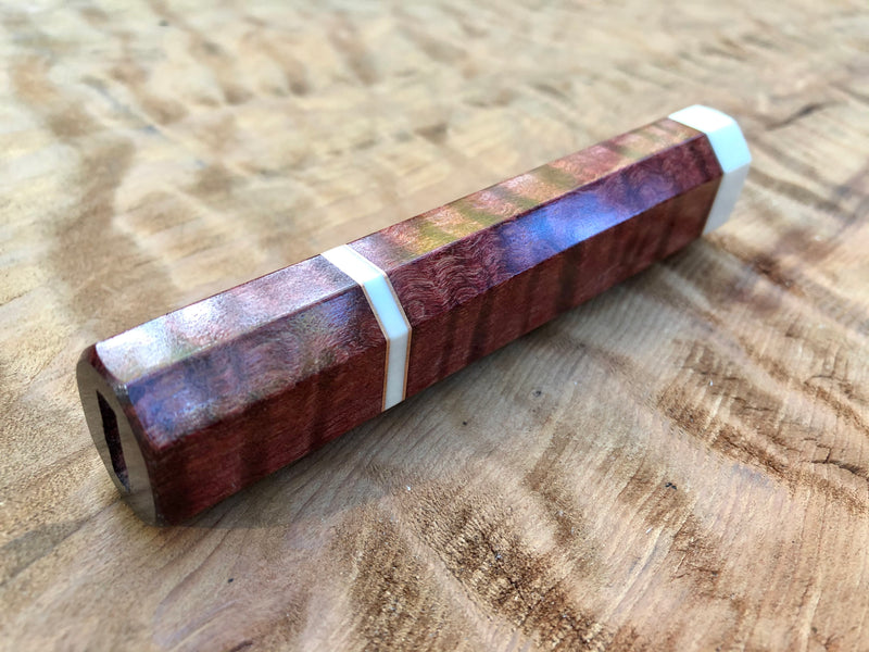 Custom Japanese Knife Handle (Wa Handle) - Dyed Quilted Maple with Faux Ivory