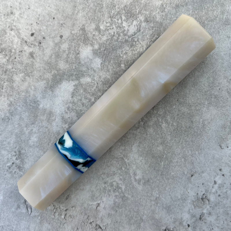 Custom Japanese Knife handle (wa handle)  for 240mm : Blue pearl and Frost bite