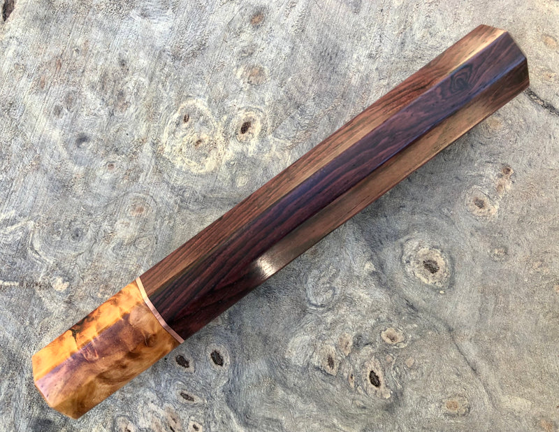 Custom Japanese Knife handle (wa handle)  for 240mm - Kingwood and Amboyna burl