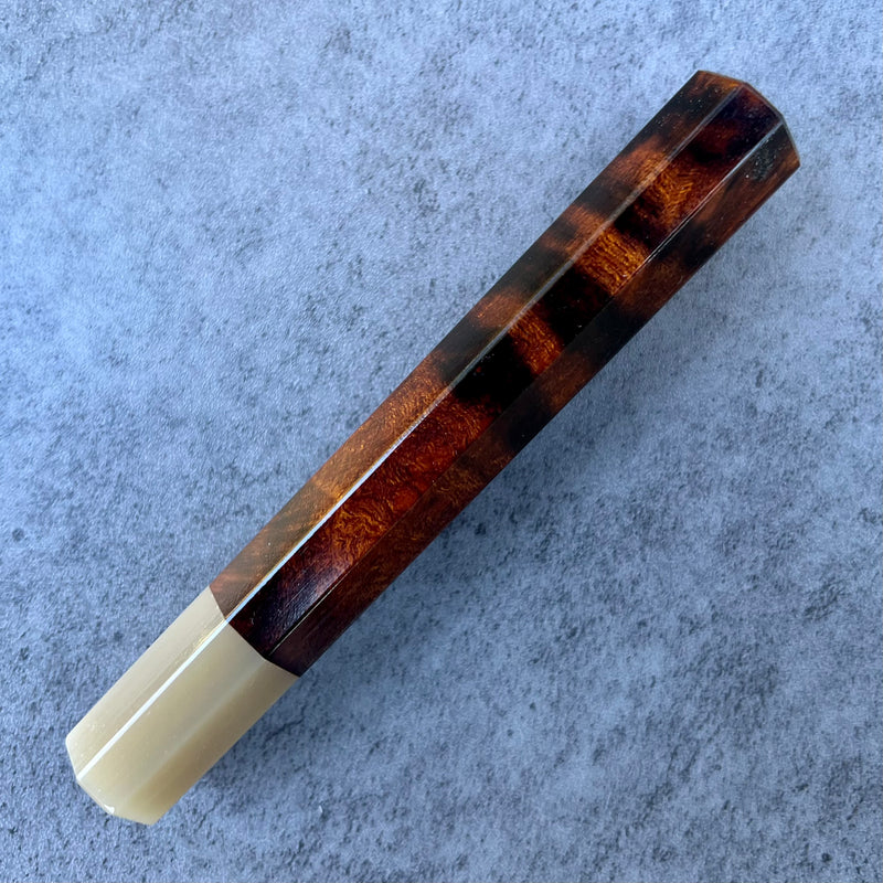 Custom Japanese Knife handle (wa handle)  for 240mm - Sonoran desert ironwood and blonde horn