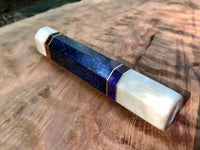Custom Japanese Knife Handle (Wa Handle) - Inlay Dyed Mango Burl and Faux Ivory