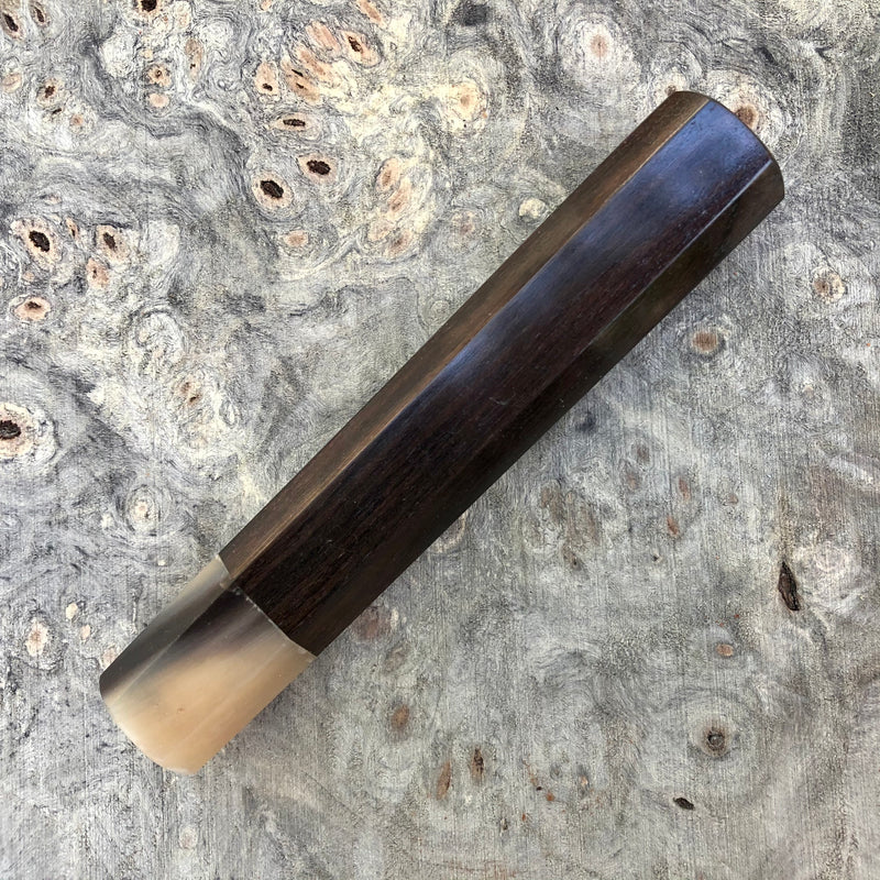 Custom Japanese Knife handle (wa handle) - African Blackwood and marbled Buffalo horn