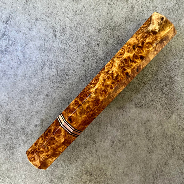 Custom Japanese Knife handle (wa handle)  for 210mm:   Amboyna burl and copper