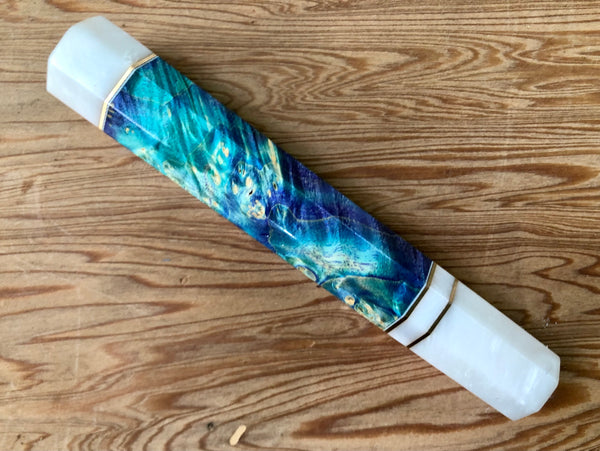 Custom Japanese Knife handle (wa handle)  for 165-210 mm -  Dyed box elder burl