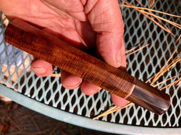 Custom Japanese Knife handle (wa handle)  for 240mm - Curly Siamese Rosewood and blonde horn