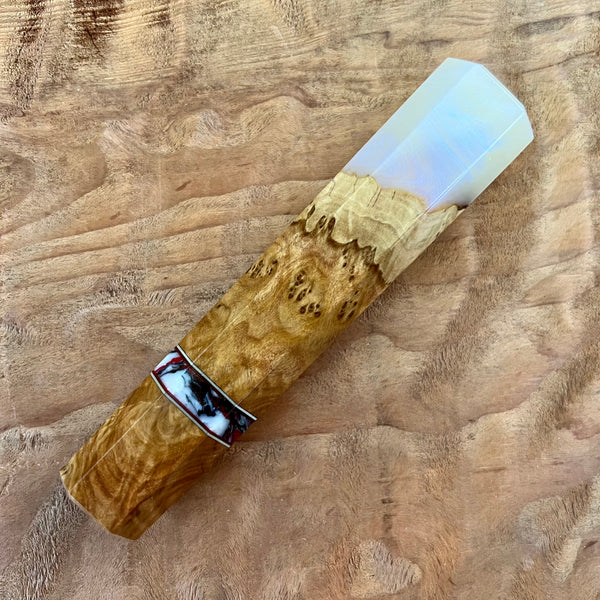 Custom Japanese Knife handle (wa handle)  for 210mm  -  hybrid burl