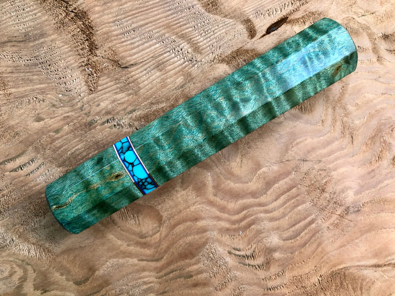 Custom Japanese Knife Handle - dyed curly maple