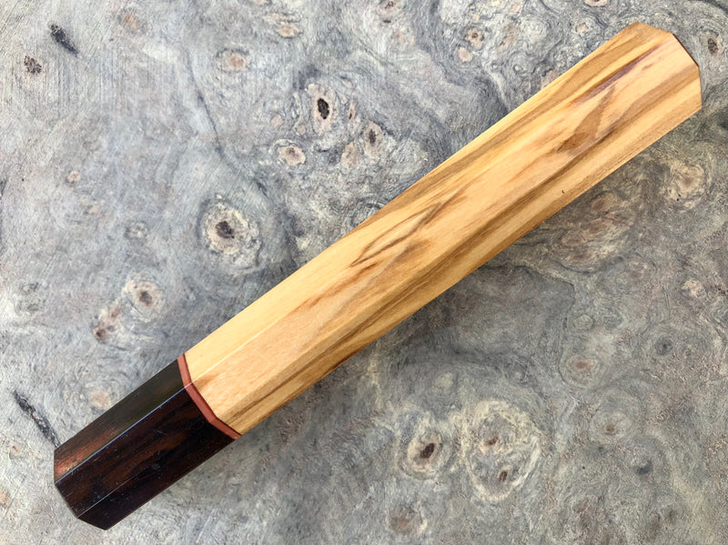 Custom Japanese Knife handle (wa handle)  for 240mm - Olive and African Blackwood