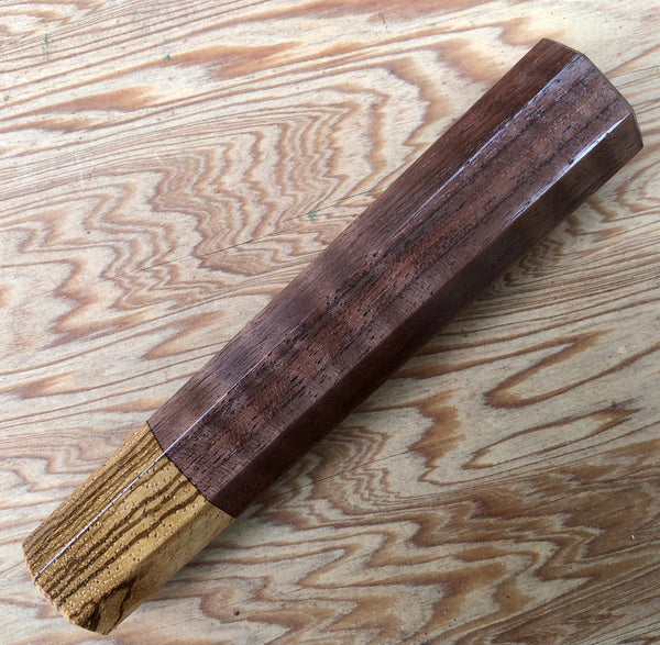 Custom Japanese Knife handle (wa handle)  for 165-210mm  - Walnut and zebrawood