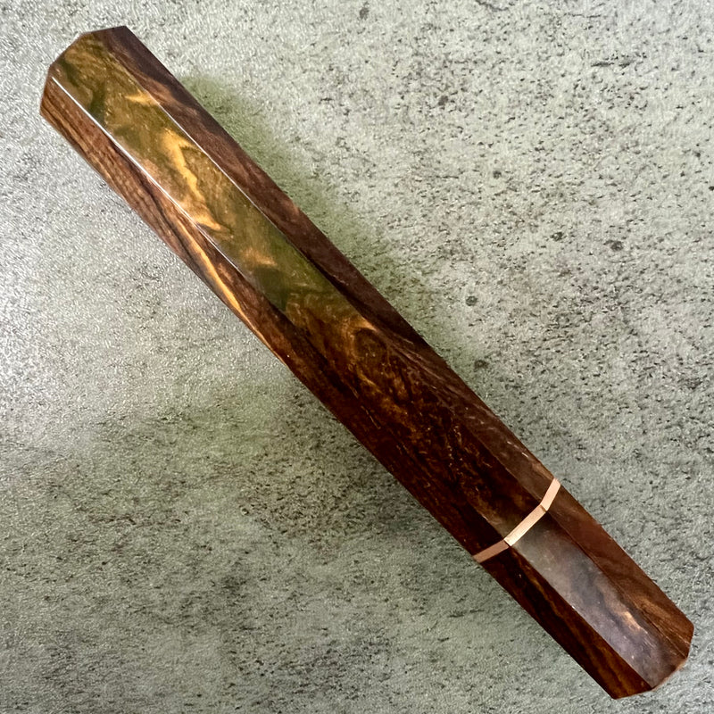 Custom Japanese Knife handle (wa handle) for 240mm: Awesome Cocobolo and copper