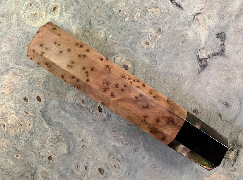 Custom Japanese Knife handle (wa handle)  for 240mm -  Thuya Burl and Buffalo horn