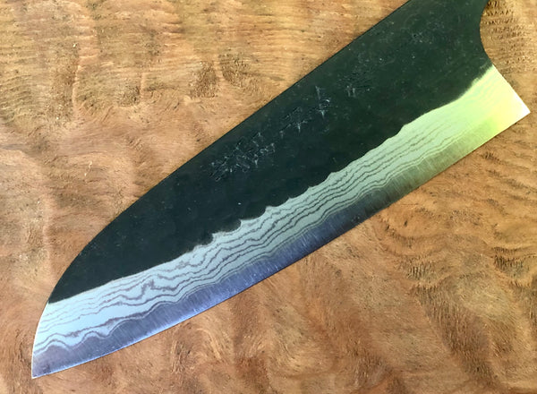 Yamamoto Asai AS KU Damascus Santoku 170mm - Iron clad  : blade only