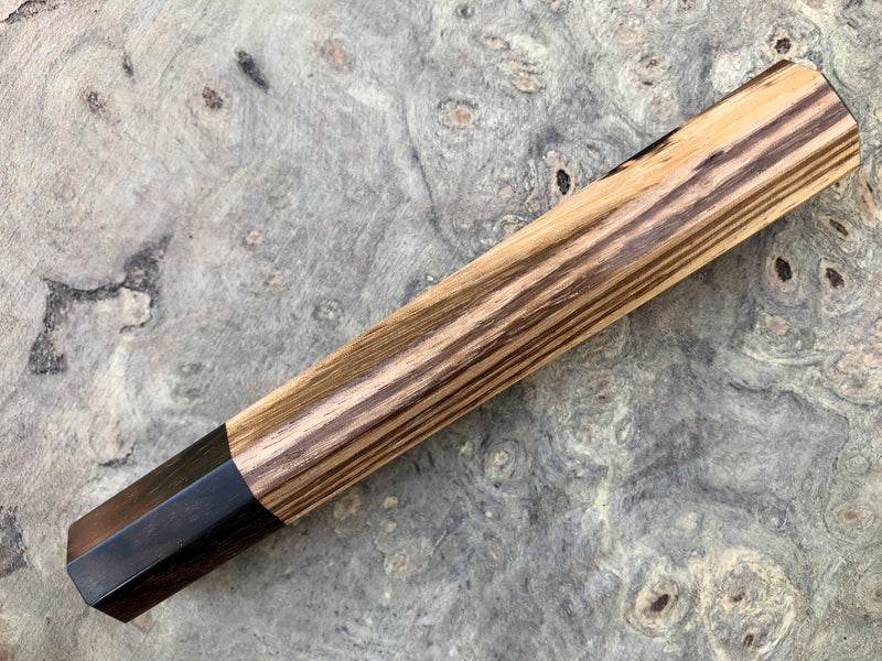 Custom Japanese Knife handle (wa handle)  for 240mm - Zebrawood and Ziricote