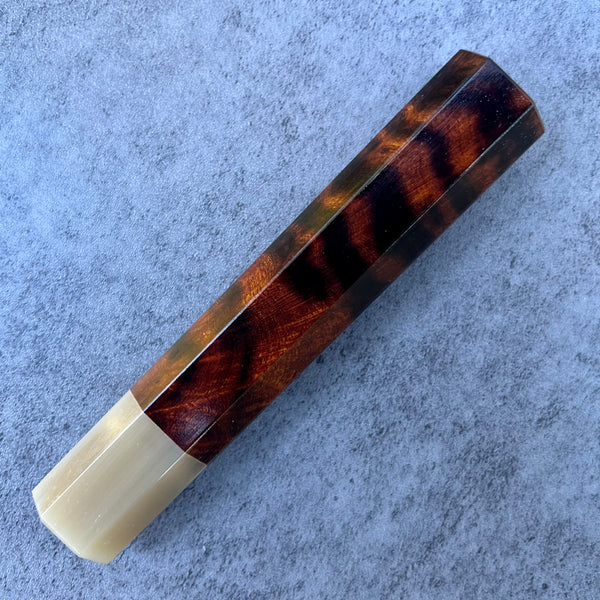 Custom Japanese Knife handle (wa handle)  for 240mm - Sonoran desert ironwood and blonde horn