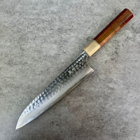 Custom Anryu/Ikeada B2 hammered Gyuto 210mm - Curly Western Myall