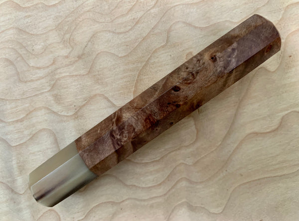 Custom Japanese Knife handle (wa handle) - Maple Burl and horn