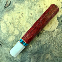 Custom Japanese Knife handle (wa handle) - Red dyed maple burl with turquoise