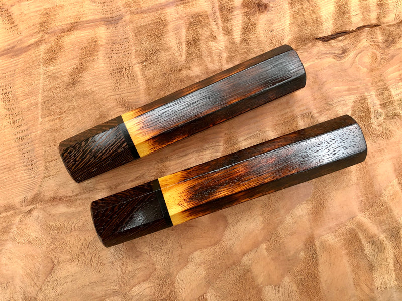 Custom Japanese Knife Handle - Burnt Osage Orange and Wenge