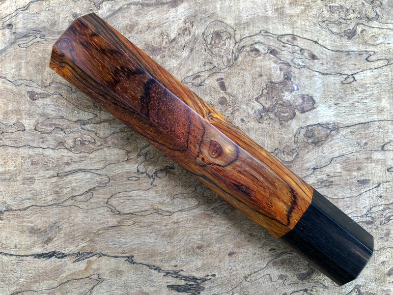 Custom Japanese Knife handle (wa handle)  for 240mm - Cocobolo and Macassar ebony