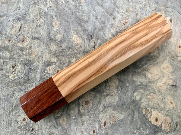 Custom Japanese Knife handle (wa handle)  for 240mm -  Olivewood and Honduran Rosewood