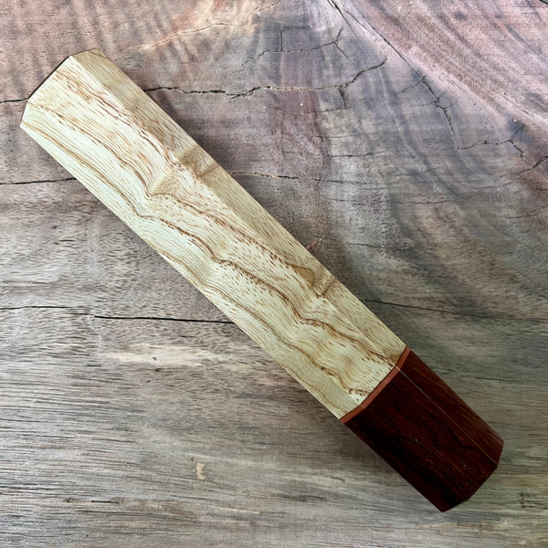 Custom Japanese Knife handle (wa handle)  for 240mm - Curly Ash and Honduran Rosewood