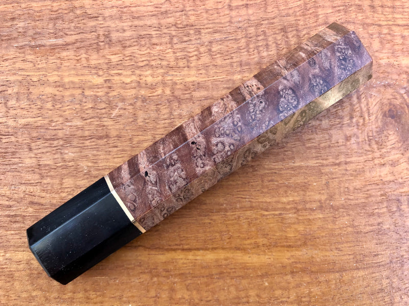 Custom Japanese Knife handle (wa handle)  for 210-240mm  - Redwood burl and horn