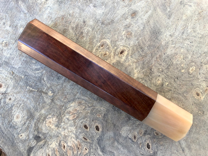 Custom Japanese Knife handle (wa handle)  for 240mm - Curly Siamese rosewood and blonde