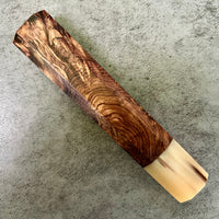 Custom Japanese Knife handle (wa handle) for 240mm: Honduran Rosewood burl and horn