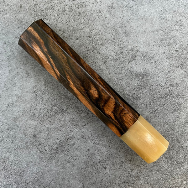 Custom Japanese Knife handle (wa handle)  for 240mm  -   Figured Mun Ebony and blonde horn