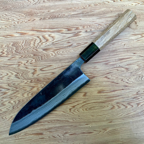 Hatsukokoro Kumokage B2 Santoku 180mm - Teak and horn