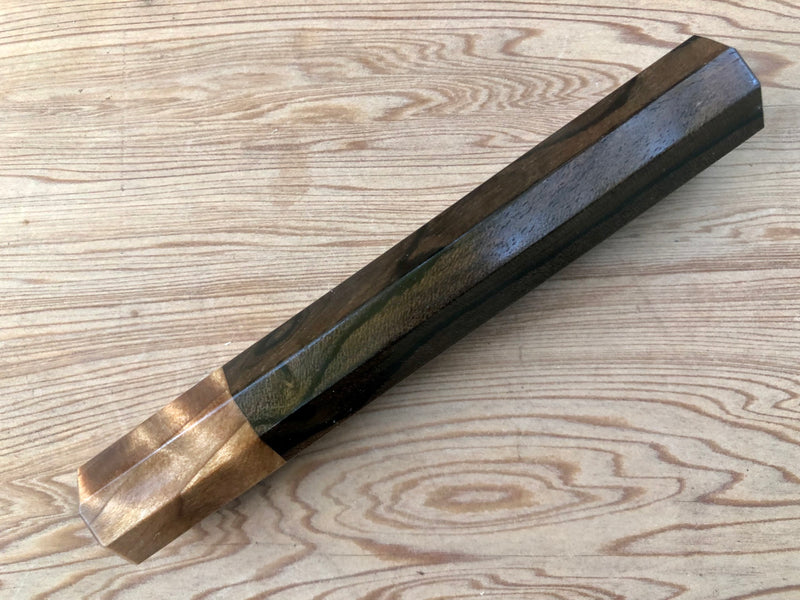 Custom Japanese Knife handle (wa handle) for 165-210mm - Ziricote and Sugi cedar
