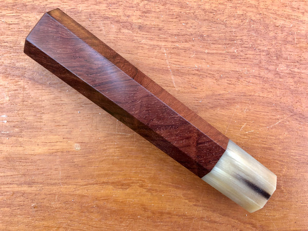 Custom Japanese Knife handle (wa handle)  for 240mm - Crotch cut  Siamese Rosewood and blonde horn