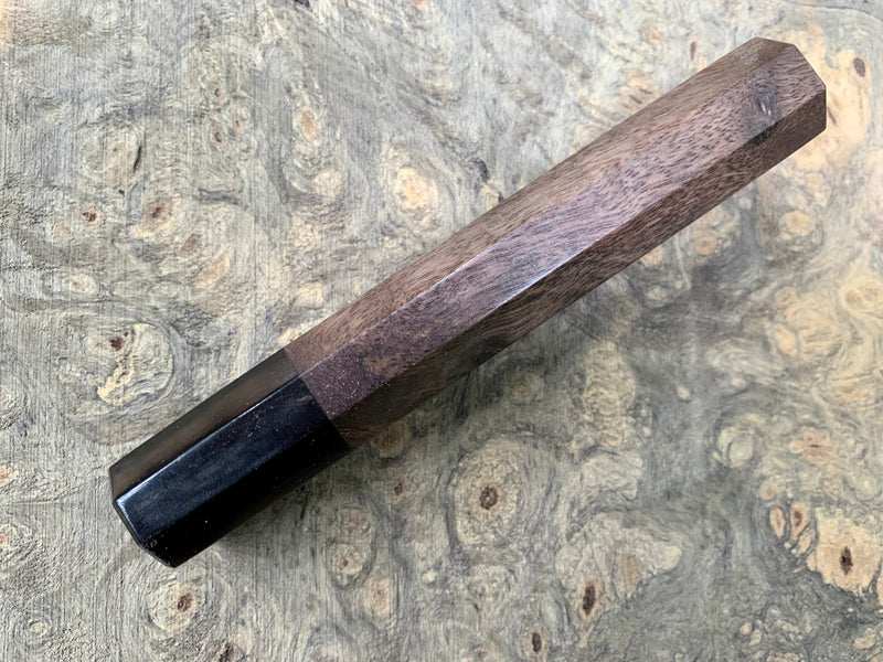 Custom Japanese Knife handle (wa handle) for 165-210 -  Spalted Walnut and horn