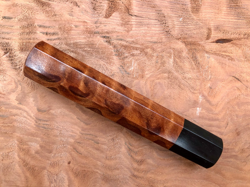 Custom Japanese Knife Handle - Curly redwood