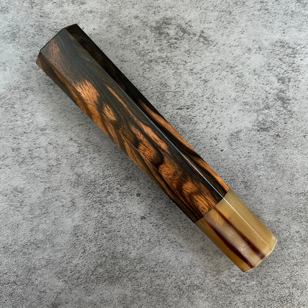 Custom Japanese Knife handle (wa handle)  for 240mm  -   Figured Mun Ebony and blonde horn