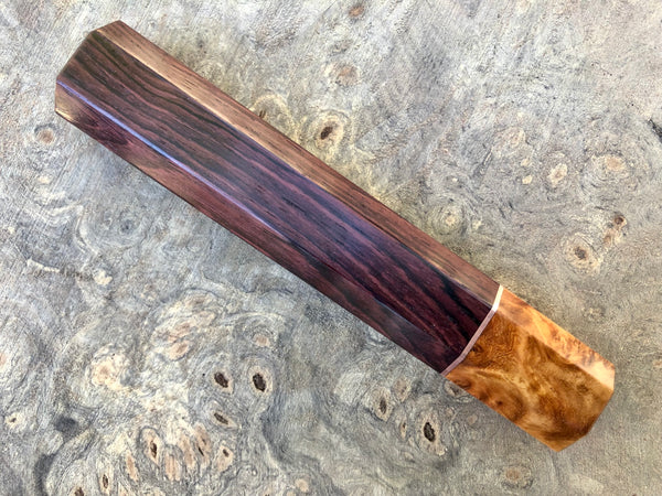 Custom Japanese Knife handle (wa handle)  for 240mm - Kingwood and Amboyna burl