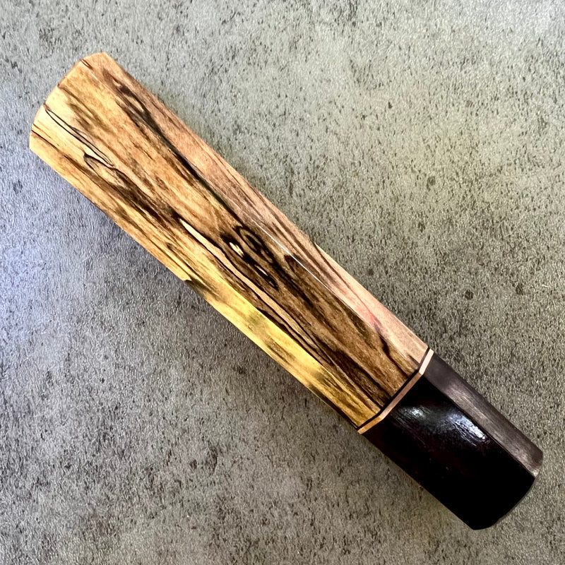 Custom Japanese Knife handle (wa handle)  for 165-210mm: Spalted Sycamore and African Blackwood